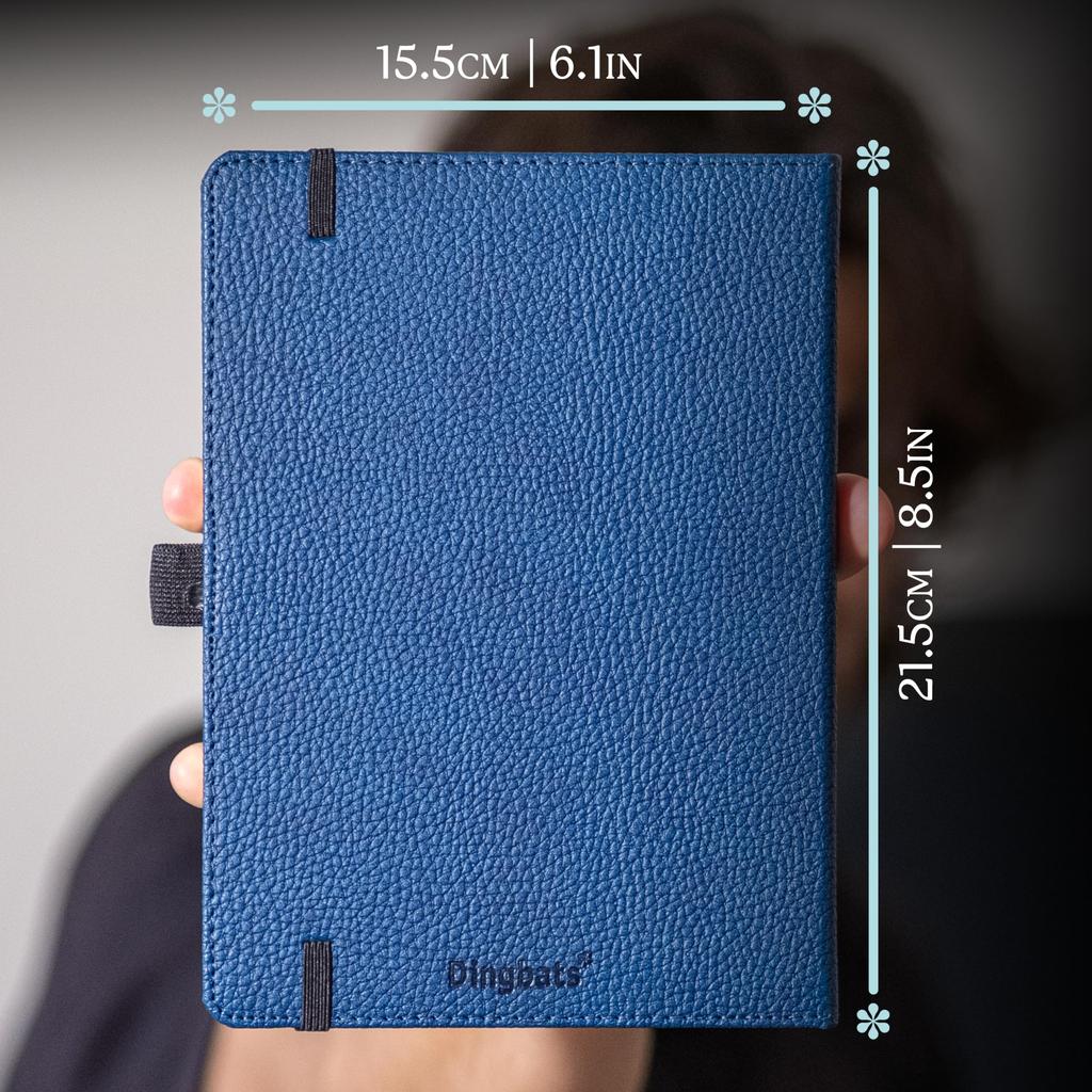 Wildlife Dotted Lined Medium Blue A5 Hardcover Cream 100gsm Paper Includes Bookband Bookmark Notebook, Whale, - - Ink-Resistant - Pocket, &