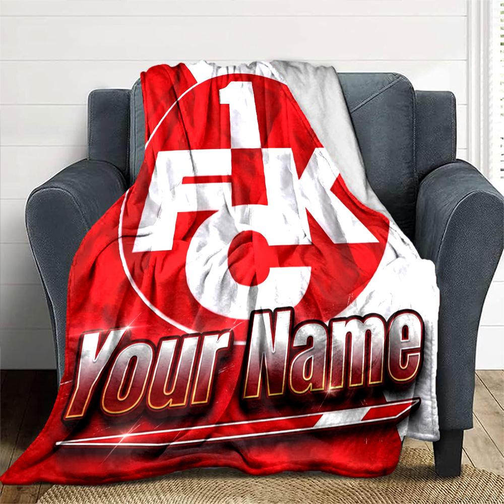 1pc 1.FC Kaiserslautern Blanket with Custom Name, Gift, for Men and Women, Soft Blanket, Good for Sofa Bed Couch Travel, Lightweight Flannel Blanket
