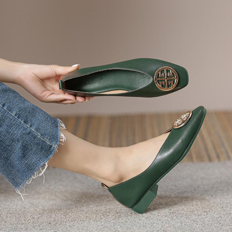 Women's square toe low heels solid color retro Casual flat shoes sizes 34-43 Hot sales women's MARY JANES high heels shoes