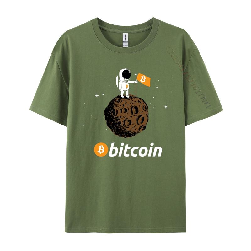 Bitcoin Tshirt Astronaut In Space Tshirts Slim Fit Customized Tshirts Crew Neck Cotton Mens Tops Shirts