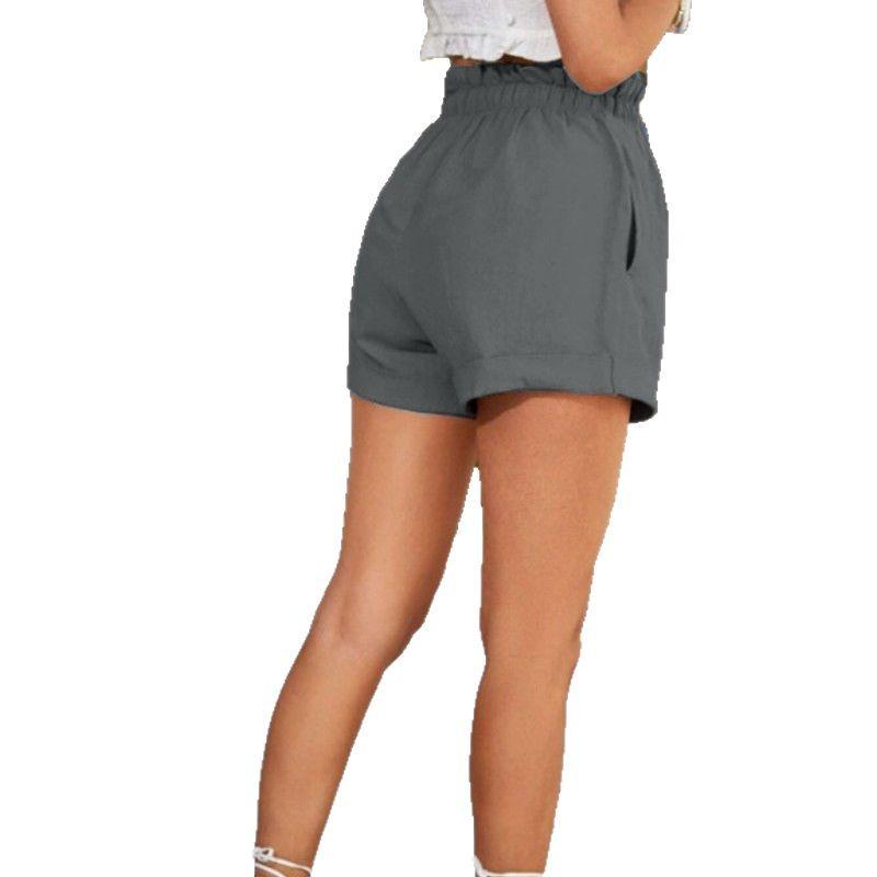 Women's Summer Casual Cotton Linen Shorts Pockets High Waist Elastic Loose Sports Shorts Woman Oversized Shorts Pants Female