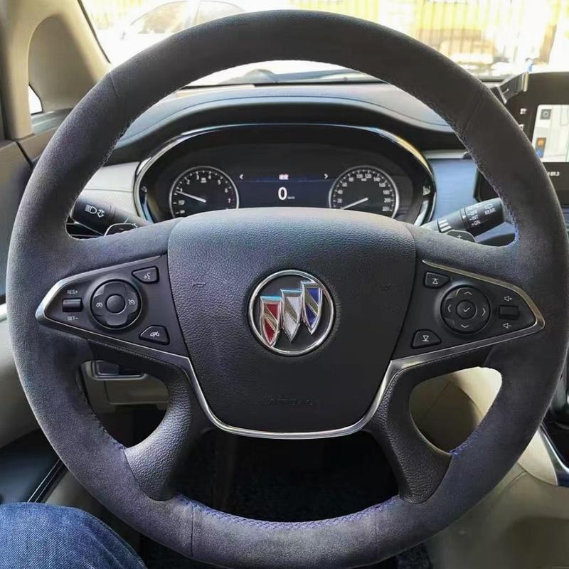 Hand Sewning Car Steering Wheel Braid Cover Soft And Comfortable 100% Fit For Buick GL8 18-23 Car Products Steering Wrap Black Thread