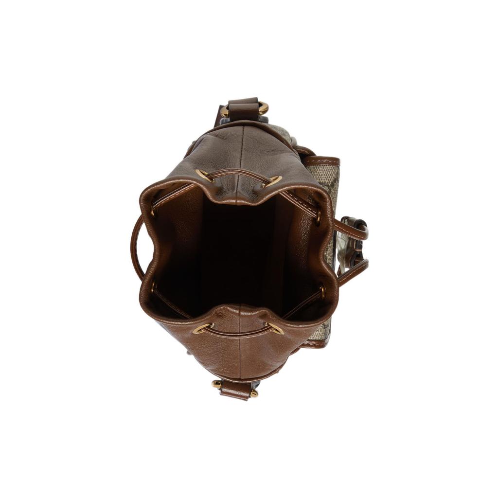 Gucci Adjustable Shoulder Strap Drawstring Closure Leather And Canvas Bucket Bag Mini Women bags Brown 746303-9AADJ-9745