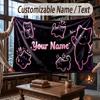 Cat Theme Throw Blanket Custom Name Text Personalized Blanket Soft Cozy Blanket for Home Sofa Bed