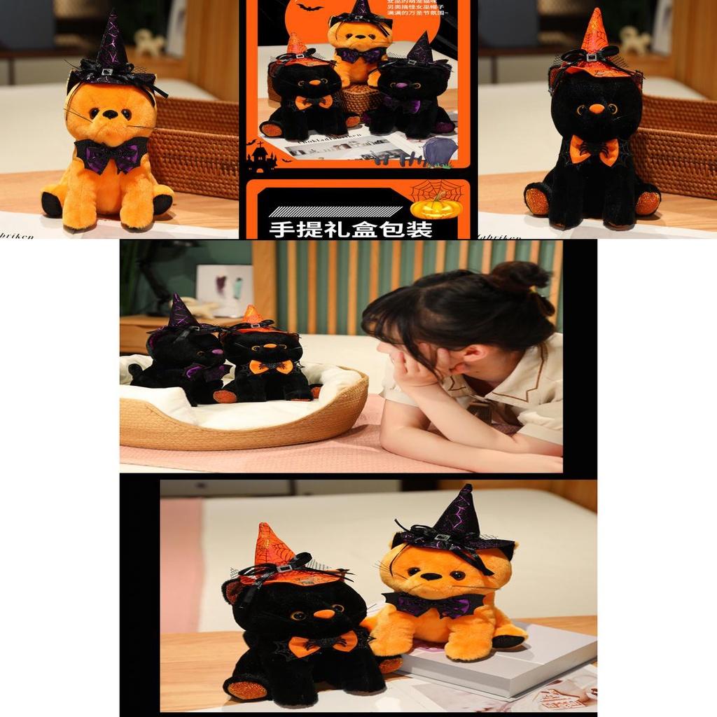 Halloween Ghost Black Cat Plush Toy For Party Decorations Kids Stuffed Doll Props Cat Doll For Export