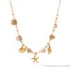 Stainless Steel Shell & Starfish Pendant Necklace - Summer Ocean Style