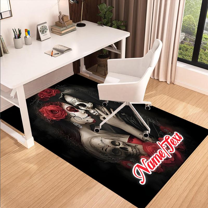 1PC Custom Name Day Dead Romance Theme Floor Mat Ideal for Living Room, Game Rooms, Office, Bedroom,Floor Mat Playful Design
