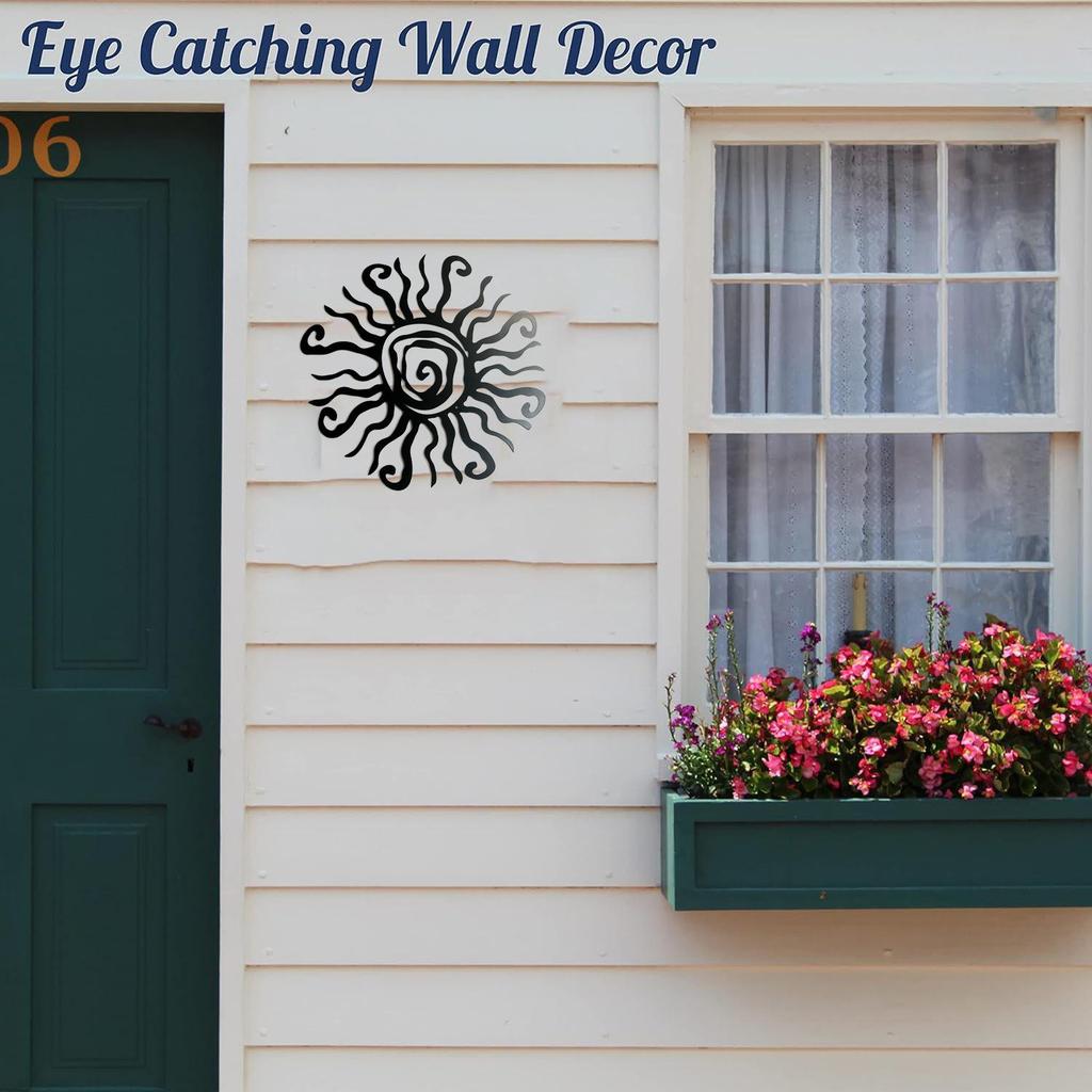 Quirky Sun Wrought Iron Ornament: Creative Home Courtyard Wall Hanging Decoration.