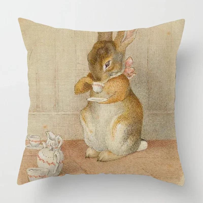 Funda de almohada de huevo de conejo de pascua cristiada de cojín, coche, vacacionesL, 30x30cm