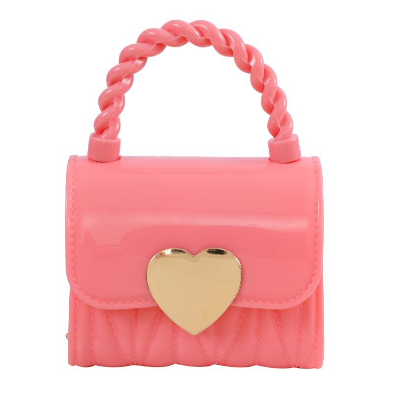 Kinder PVC Umhängetasche Münzbörse Kind Fashi Mini Handtaschen Schönes Herzmuster Dekori Handtasche Kleine Kette Gelee Tasche Für Mädchen