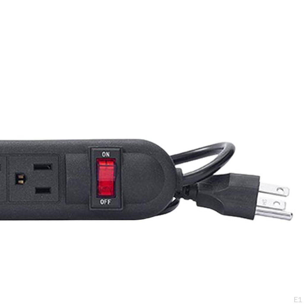 6 Outlet Power Strip Flat Plug Easy to Use Portable with Switch for Garage Business