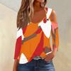 Women's Casual Shirt Blouse Print V-neck Sexy Cold Shoulder 3/4 Sleeve Top