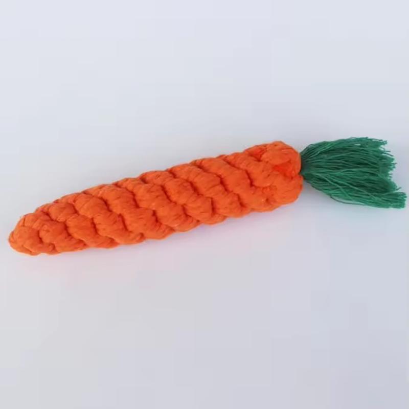 

Natural Cotton Carrot Chew Toy for Dogs and Cats Teething and Dental Care Durable Braided Rope Pet Toy for Teeth Cleaning помаранчевий