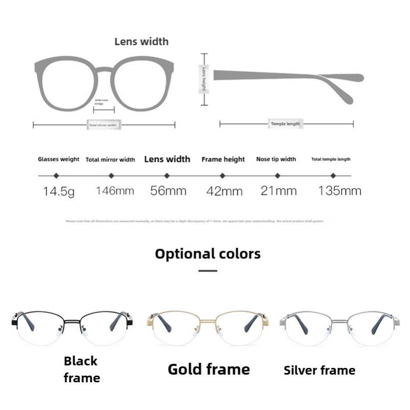Neue Retro Photochrome Kurzsichtigkeitsbrille Neutral Mode Luxus Kurzsichtigkeitsbrille Oval Halbrand HD Photochrome Brille Bis -3.5-4.0