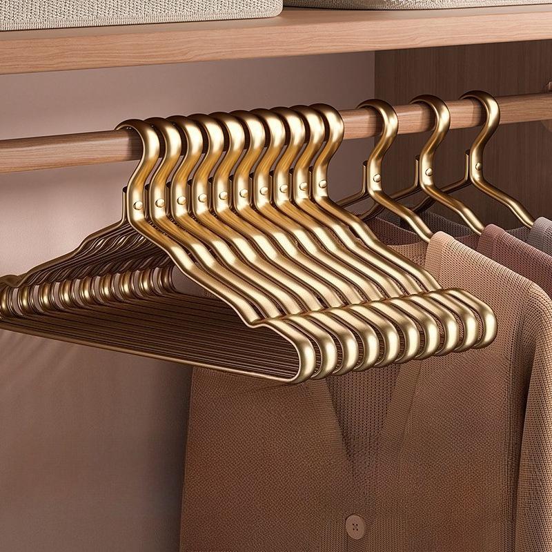 Clothes Hangers Metal 5 Pack Smooth Surface Shirt Dress Hanger Gold Aluminum Suit Hangers Durable Heavy Duty Coat Hangers