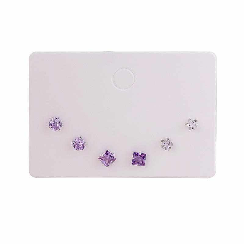 Exquisite And Small, Six-Piece Set Of Colored Diamonds, Stud Earrings, Geometric Small, Fresh And Beautiful Earrings, Women