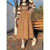 Women's Retro High Waist Corduroy Skirt, Slimming A-Line with Wide Hem, Mid-Length for Autumn