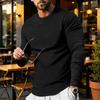 T-shirt da uomo a maniche lunghe con scollo a contrasto, maglia intima basic per l'uso quotidiano
