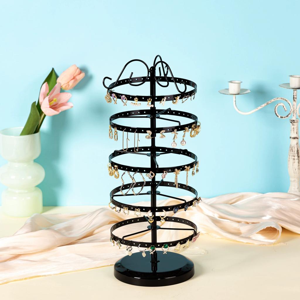 Home Multifunctional Rotating Jewelry Storage Display Rack, Made of Iron, Can Store Earrings, Earrings, Studs, and Earrings