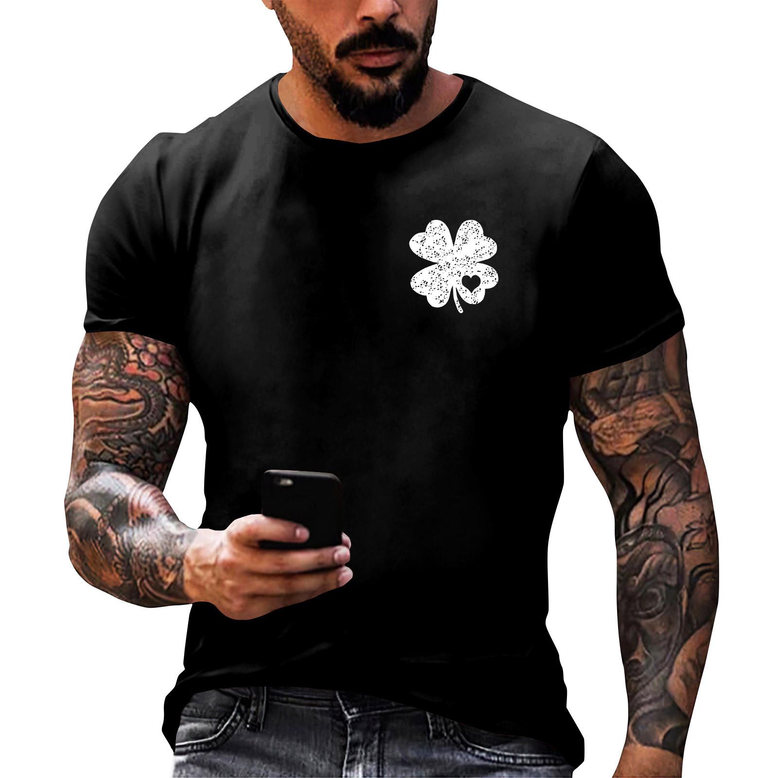 улица Принт ко Дню Патрика - мужская повседневная футболка с круглым вырезом и короткими рукавами XXL 1359₽