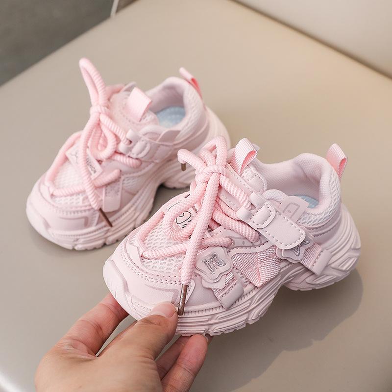 Spring Girls Mesh Dad Shoes Lightweight Breathable Student Running Sneakers For Kids Casual Walking Sport Footwear