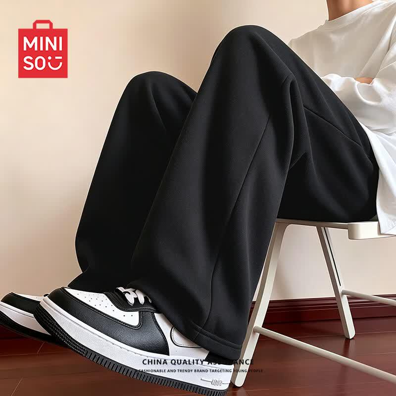 MINISO Men's Cotton Blend Straight-Leg Casual Pants