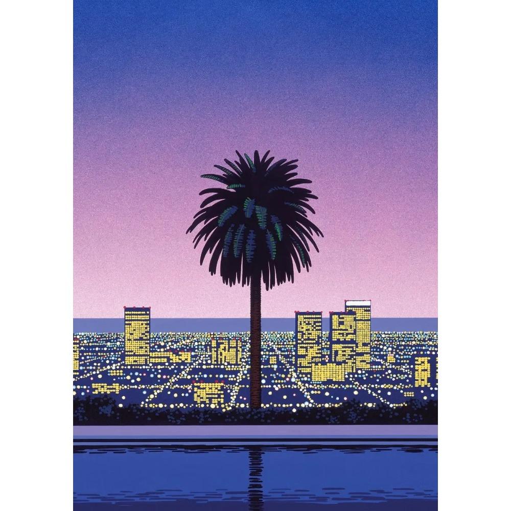 Hiroshi Nagai Vaporwave Japan Beach City Summer Canvas Print Lawn Landscape Wall Art Poster for Nordic Living Room Home Decor