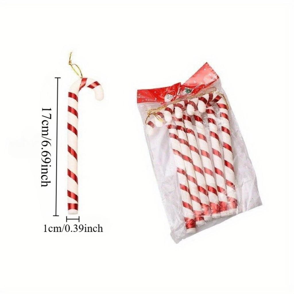 12 Stück Zuckerstangen Weihnachtsdekorationen für Baum - Rot Weiß Stoffumwickelte Zuckerstangen Weihnachtsanhänger für Bauernhaus Weihnachtsdeko Geschenk