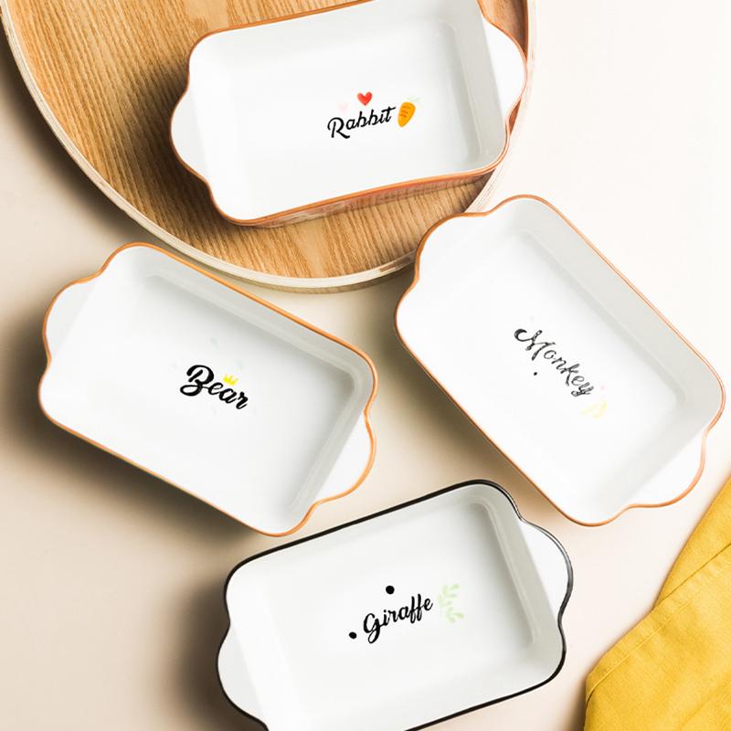 8 inch Cartoon Animal Baking Plate Ceramic Baked Dish Bakeware Tray Pasta Pizza Bowl Serving Plate 600ml