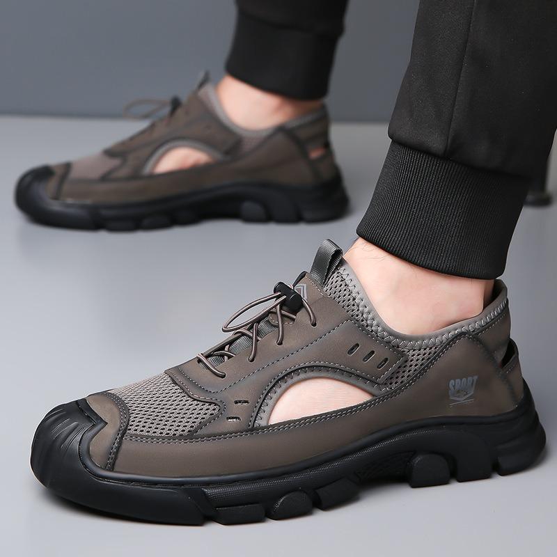 Men's Baotou Sandals Men's Trend Hollow Mesh Hollow Shoes Outdoor Non-slip Lightweight Sports Casual Breathable Beach Shoes