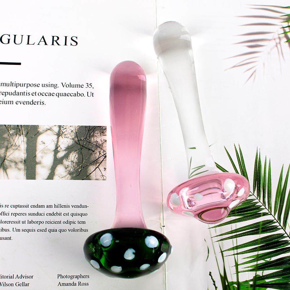 Dildos de Cristal de Hongo de 14 cm para Plug Anal Mujeres Hombres 18 Herramientas para Parejas Plug Anal Dilatador Juguetes Sexuales Juegos para Adultos Productos Eróticos Tienda