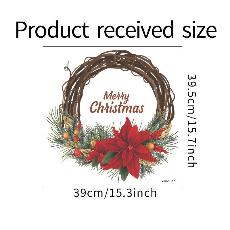 Festive Christmas Wreath & Flowers Self-Adhesive Wall and Door Sticker