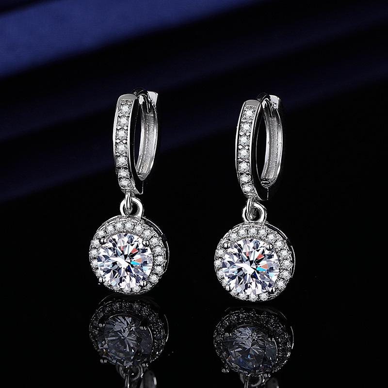 Trendy Imitace Moissanitu Střapcové Princeznovské Náušnice - Jednokarátové Kulaté Visací Manžety pro Ženy