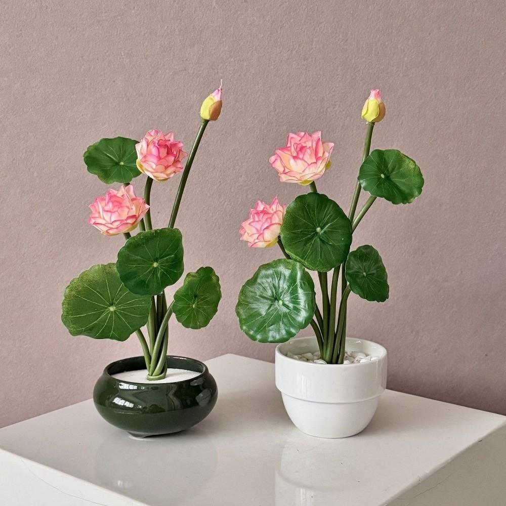 New Pink Artificial Lotus Flowers Lotus Leaves Decorative Artificial Faux Plants Floral Fake Water Lily Flower Home Decor