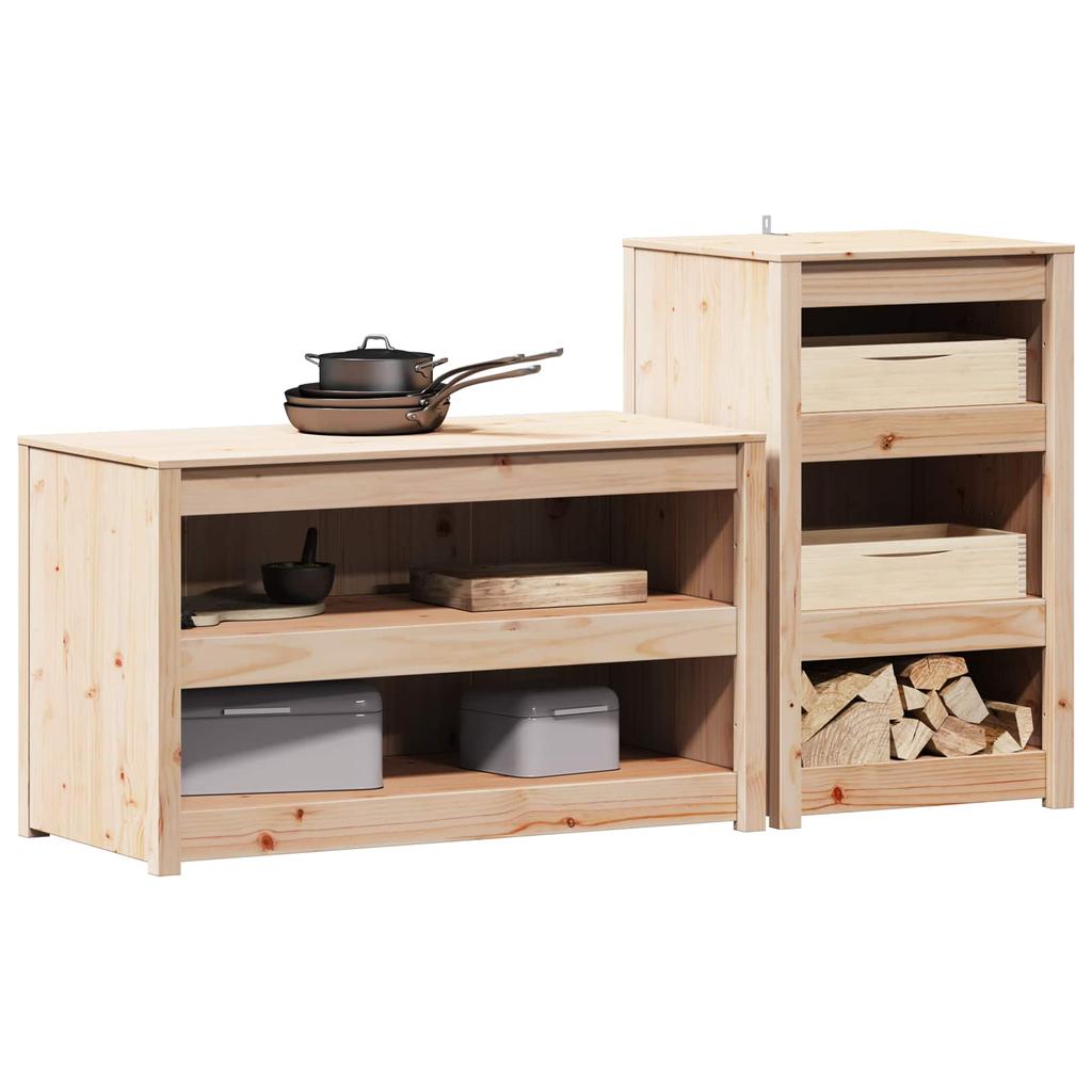 Outdoor Kitchen Cabinet MEPPEL 2 pcs Natural Douglas Fir