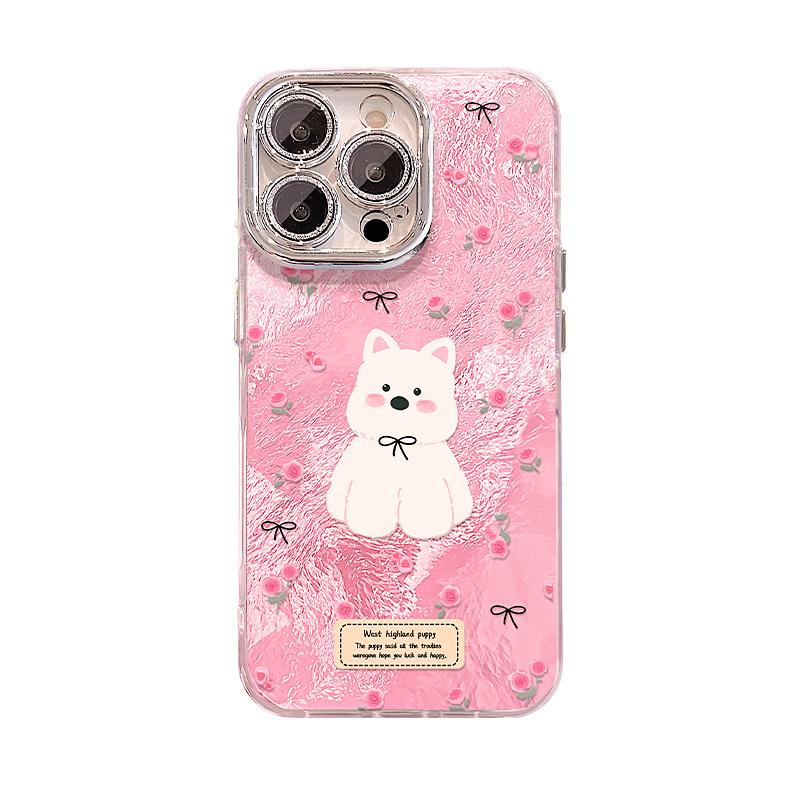 Floral puppy lanyard is suitable for Apple 17 mobile phone case mate80promax new 16 cute 15 all-inclusive anti-drop.
