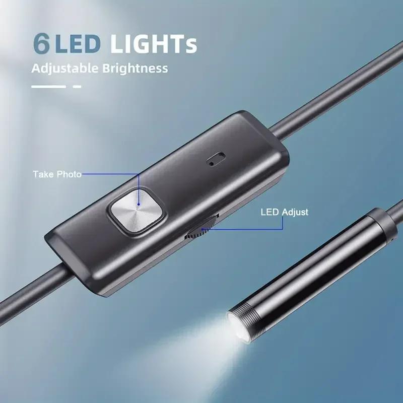 Nowa kamera endoskopowa 8mm 1080P HD Endoskop USB z 8 diodami LED 1/2/5M Elastyczny kabel Wodoodporny boroskop inspekcyjny dla Androida PC