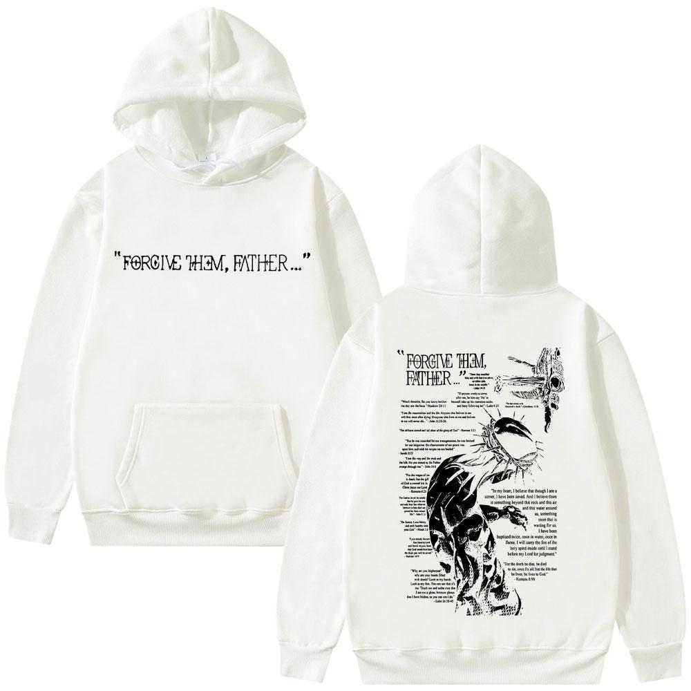 Christian Religious Jesus Forgive Them Father Graphic Hoodie Men Women Gothic Rock Harajuku Sweatshirt Man Oversized Streetwear