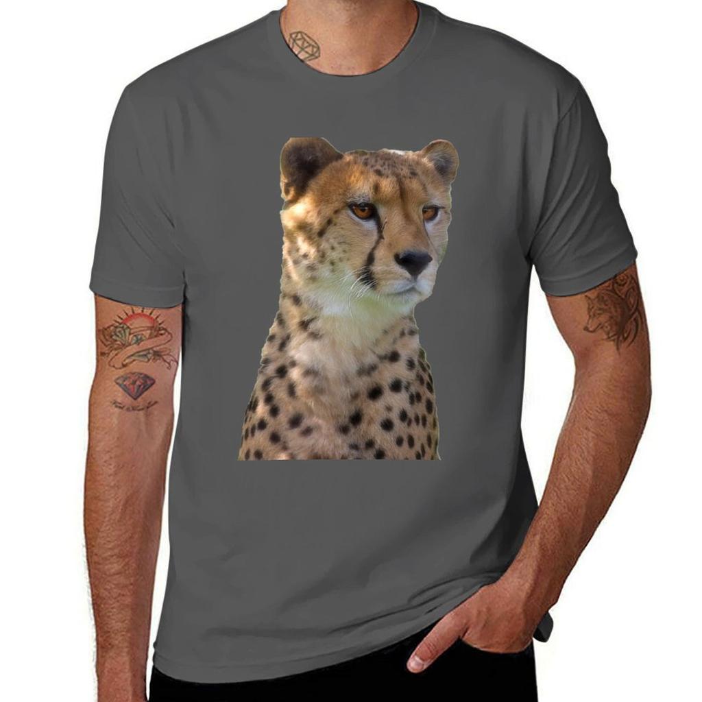 Cheetah Portrait Tshirt Basic Simple Casual Short Sleeve Tee
