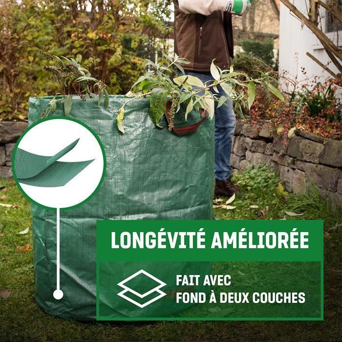 Sac à déchets de jardin - 272L - Poignées - Stable aux UV - Hydrofuge