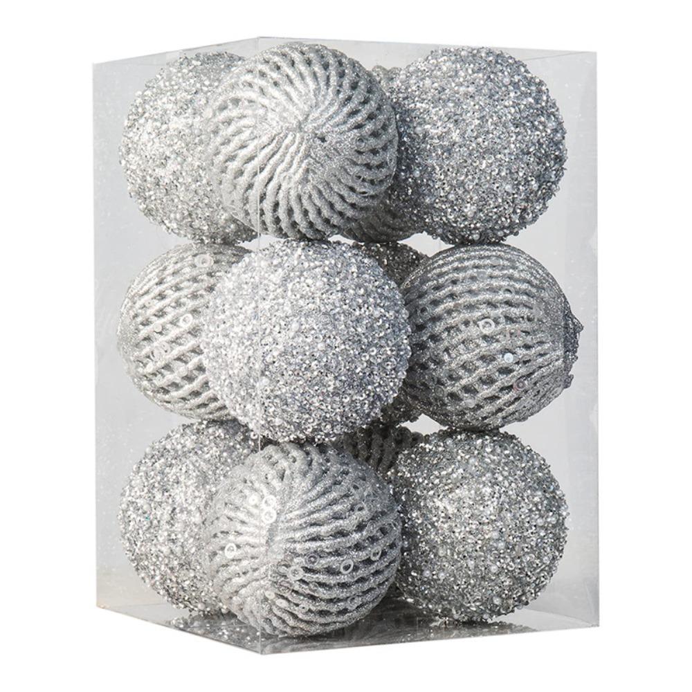6/12pcs 8/10cm Festive Decorative Ball Glitter Christmas Tree Hanging Ornaments  Photographic Props