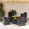 Vidaxl 5-Cz. Juego de Muebles de Jardín con Cojines, Negro, Ratán Sintético