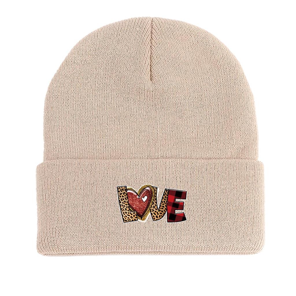 LOVE" Winter Knit Hat Beanie, Valentine's Day Skullies Beanies Windproof Slouchy Trendy Headwear Knitted Cap Beanie