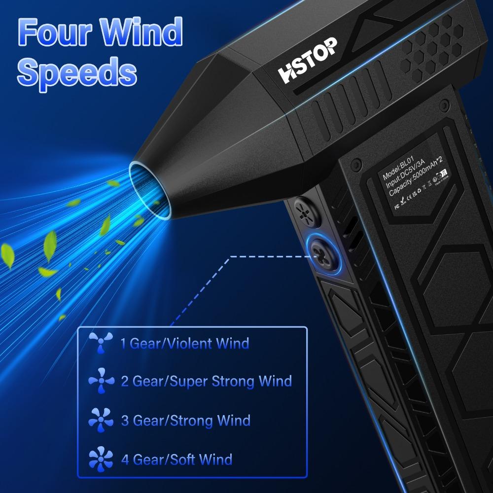 Blower Fan Compressed Air Duster 180000RPM Electric Duster 5000mAh Battery with LED Lights and Cooling Function Can USB Charging