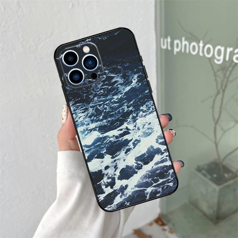 Blue Ocean Waves Sea Silicone Soft Case For iPhone 17 Air 11 14 16 15 Pro Max 12 13 Mini 16 Plus 16e Back Cover