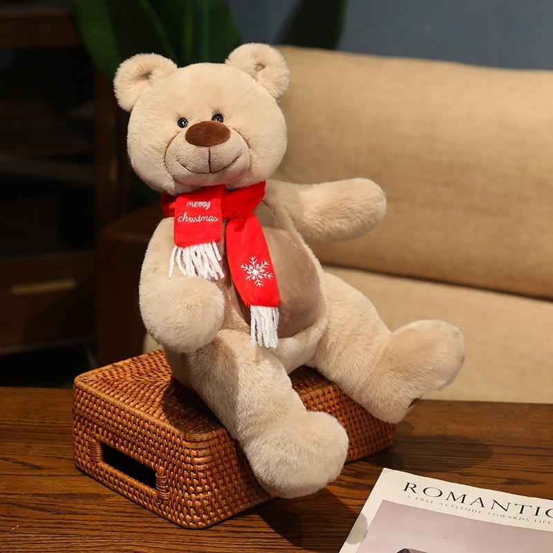 Cute Christmas Scarf Teddy Bear Doll Plush Toy Hug Bear Doll Girl Soothing Pillow Muppet Doll