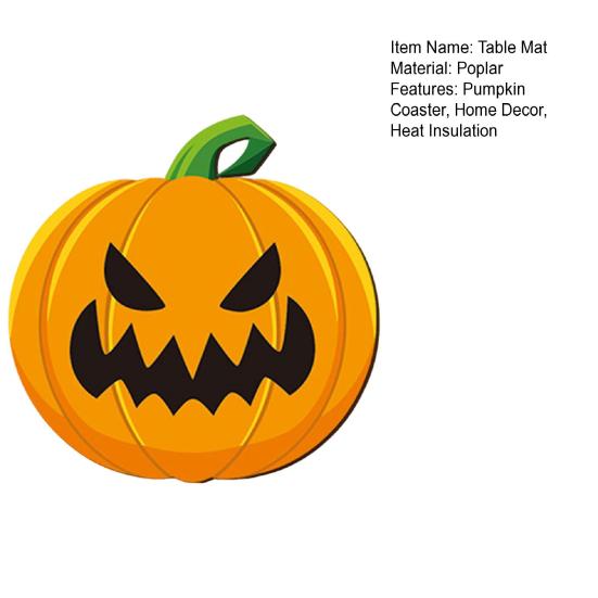 xiaobudian Wooden Pumpkin Coaster, Non-Slip Halloween Table Mat, Heat Insulation Waterproof for Holiday Party Home Decor