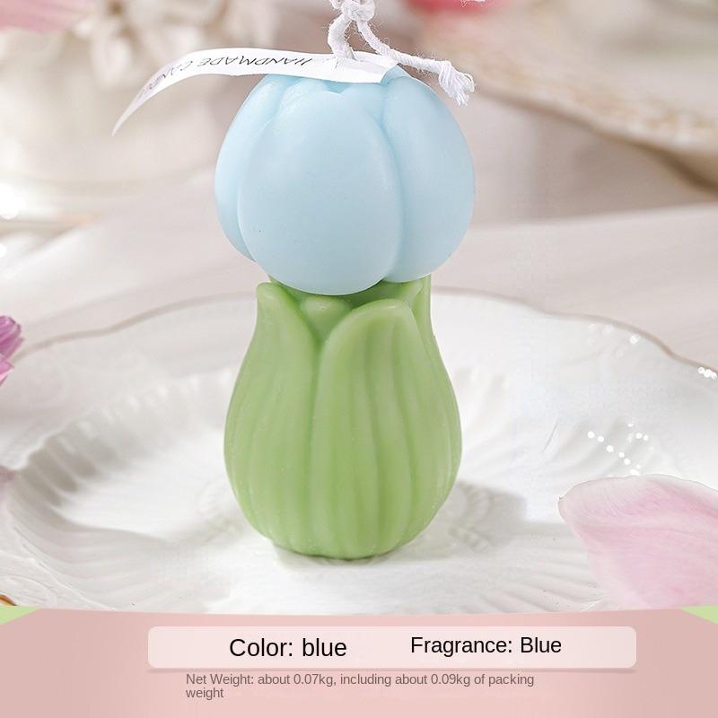 

1 шт. Свеча в виде цветка тюльпана. Креативные ароматерапевтические свечи. Свечи для украшения дома из соевого воска. Реквизит для съемок сцен с подарками на день рождения.