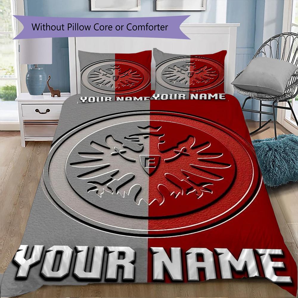 Custom Name Eintracht Frankfurt Pattern Bedding Uilt Set Uilt Cover Pillowcase Home Decoration Birthday Gift (1*duvet Cover+2*pillowcase Without Core)
