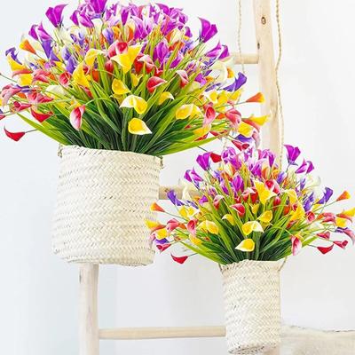 1PC Artificial Flowers Color Calla Lily Fake Flowers For Outdoor Garden Patio Outside Window Yard Office Home Desk Room